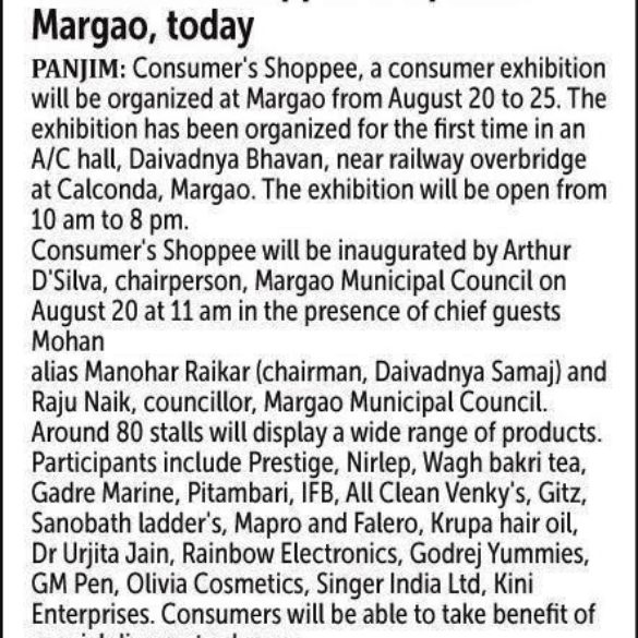 Consumer Consumer’s Shoppee To Open At Margaon, Today (Aug 19, 2015)