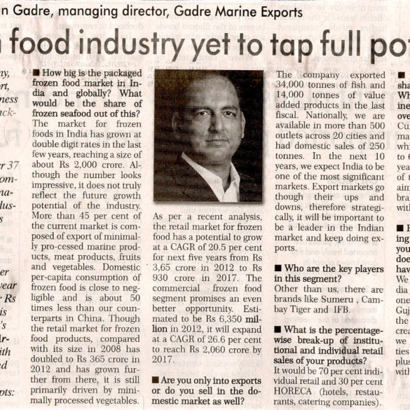 Frozen food industry yet to tap full potential (Nov 25, 2015)