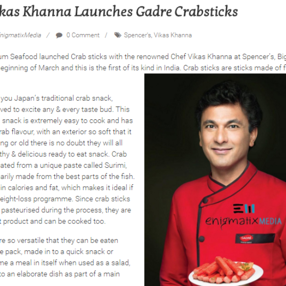 Chef Vikas Khanna Launches Crab Sticks (Mar 16, 2016) View Online